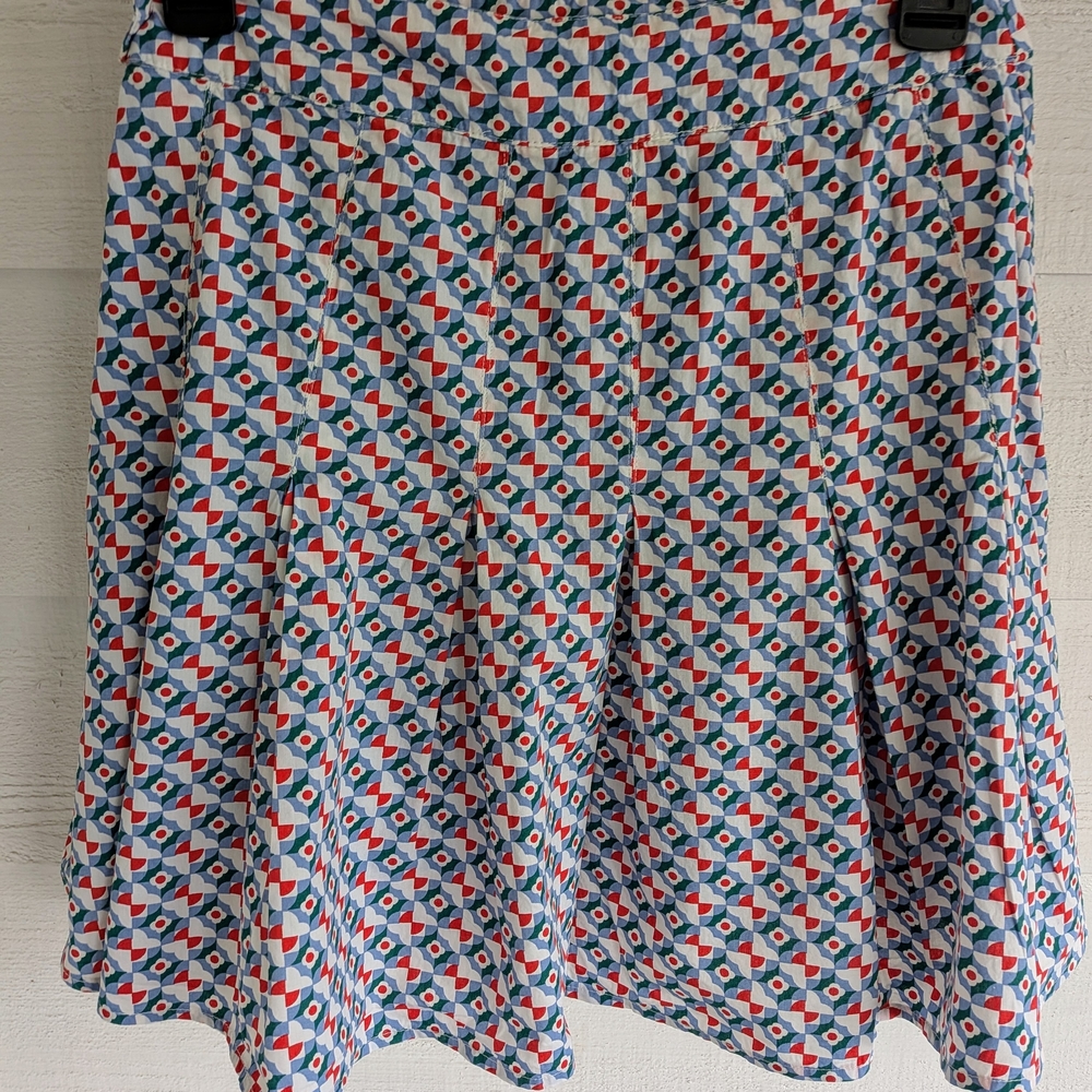 Maeve Blue and Red Geometric Skater Skirt